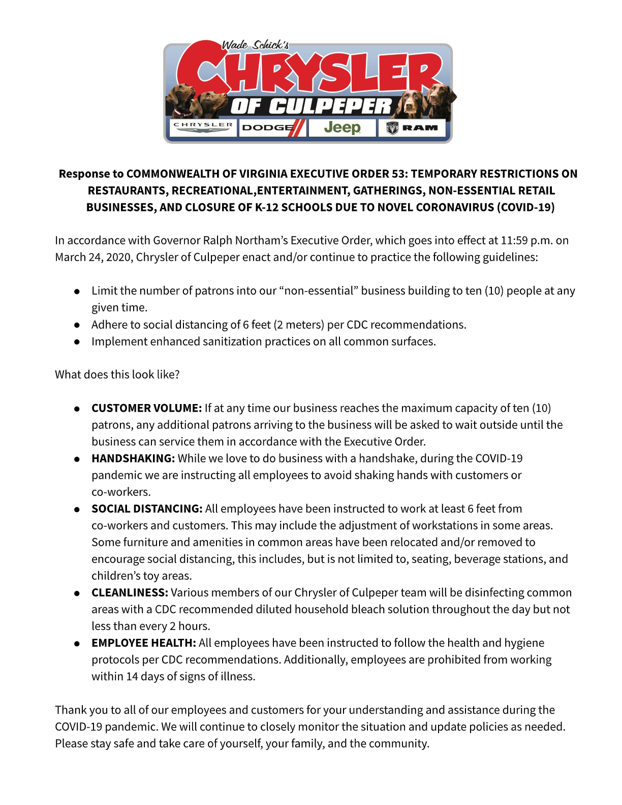 A Letter About COVID-19